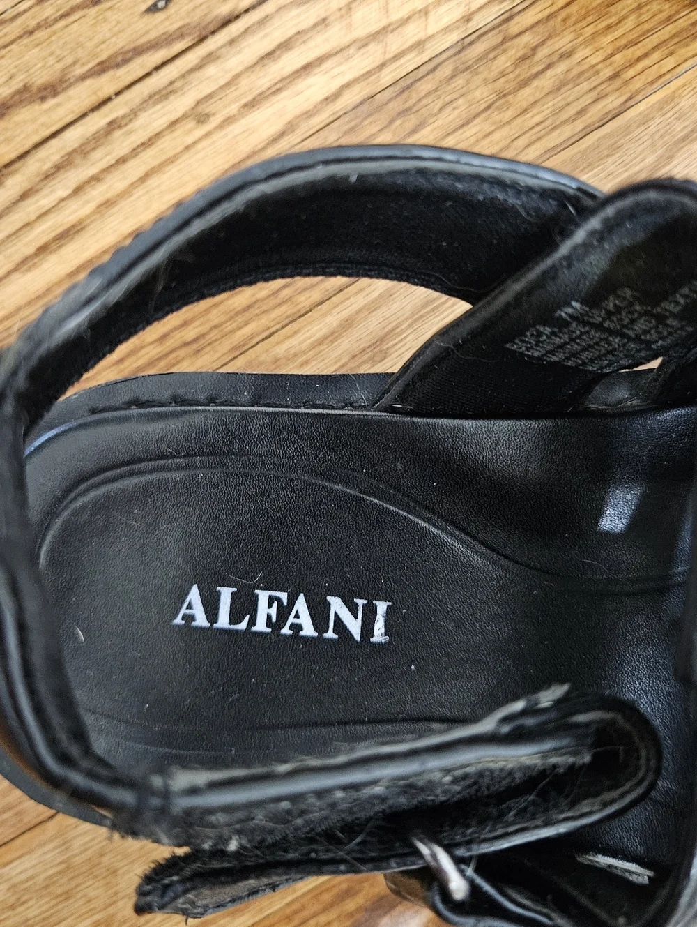 Alfani Mens Sandals Boca 7 7M Vegan Leather Black Ankle Strap Casual Beach